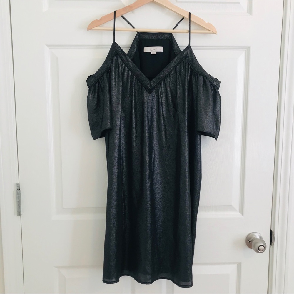 LOFT | Black cold shoulder dress